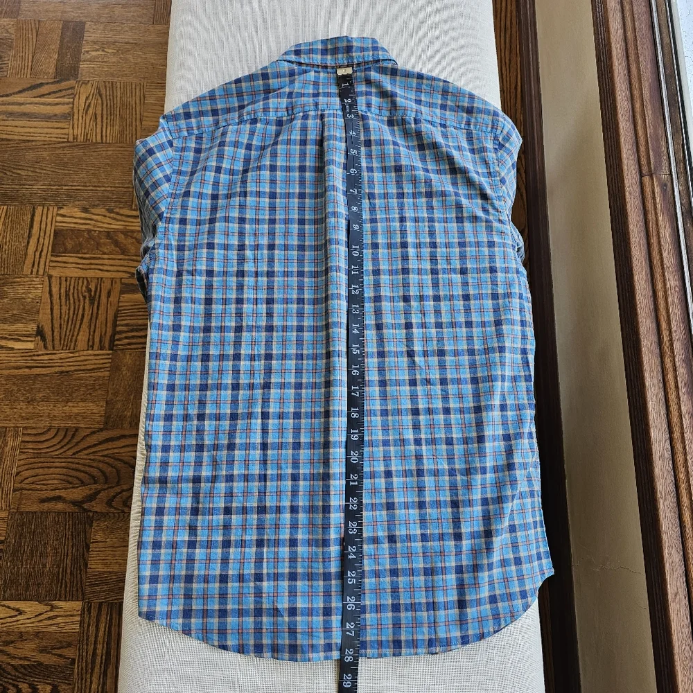 New! J Crew Mens size Small S Slim Stretch Secret Blue Plaid Shirt NWT